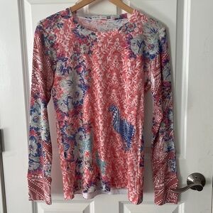 Like New- Whimsy Rose Floral Lama Long Sleeve Baby Waffle Shirt Sz medium